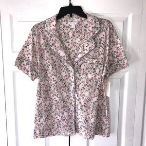 Charter Club Printed Cotton Pajama Top Floral